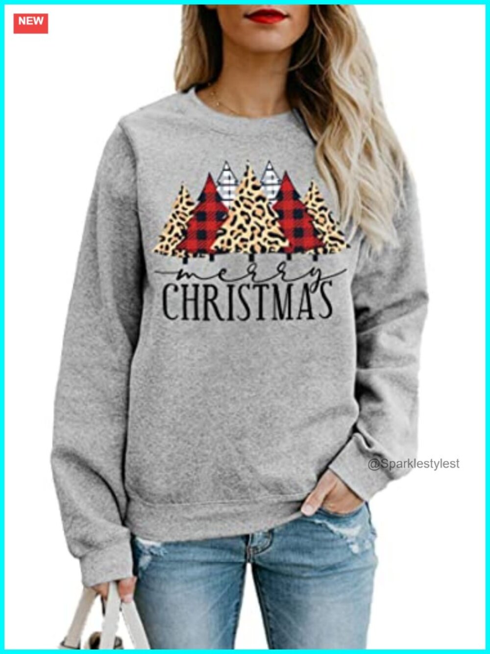 Merry Christmas Tree Graphic Sweatshirt Women Long Sleeve Pullover